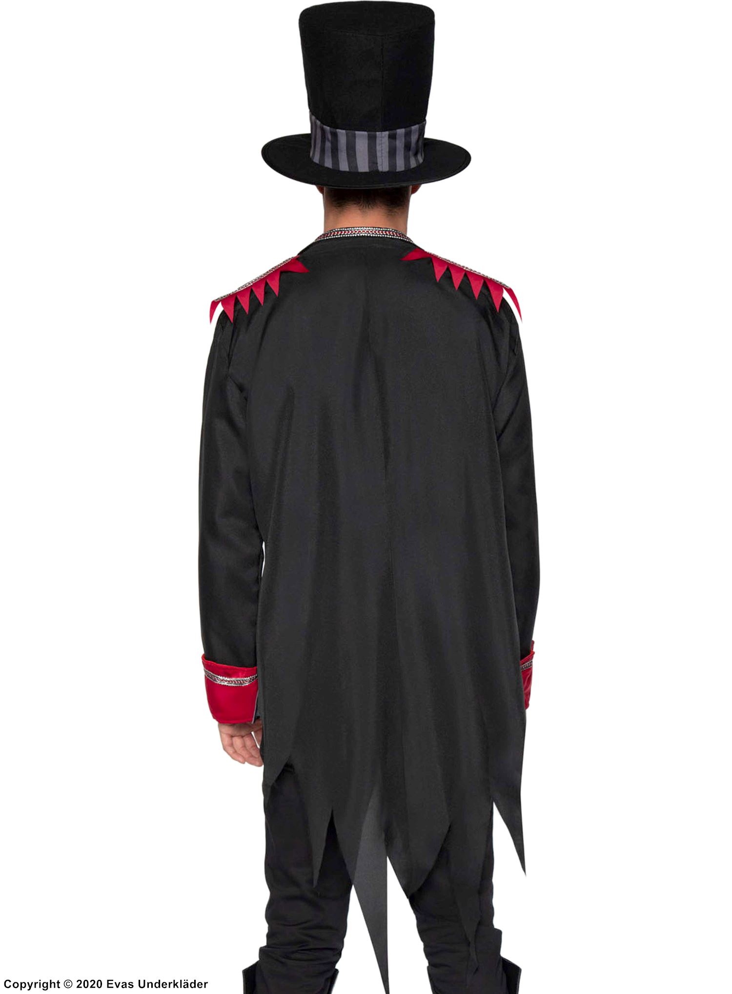 Circus ringmaster, costume set, bow, tatters, vertical stripes